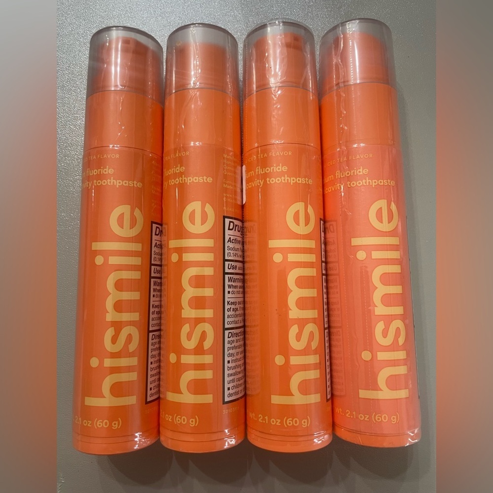 Hismile Lot of 4 2.1oz Toothpaste - Peach Iced Tea Flavor